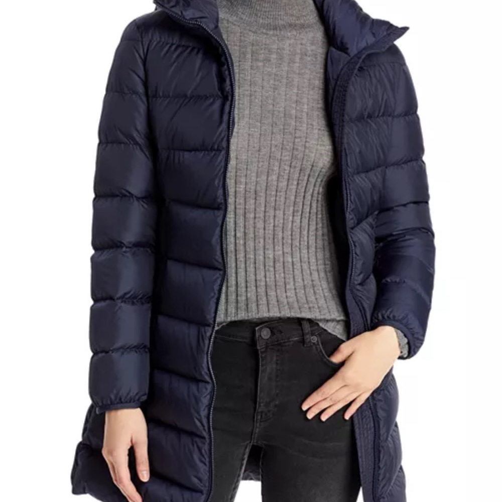 MONCLER Gie Hooded Packable Down Puffer Coat Size 3L Color Navy Blue